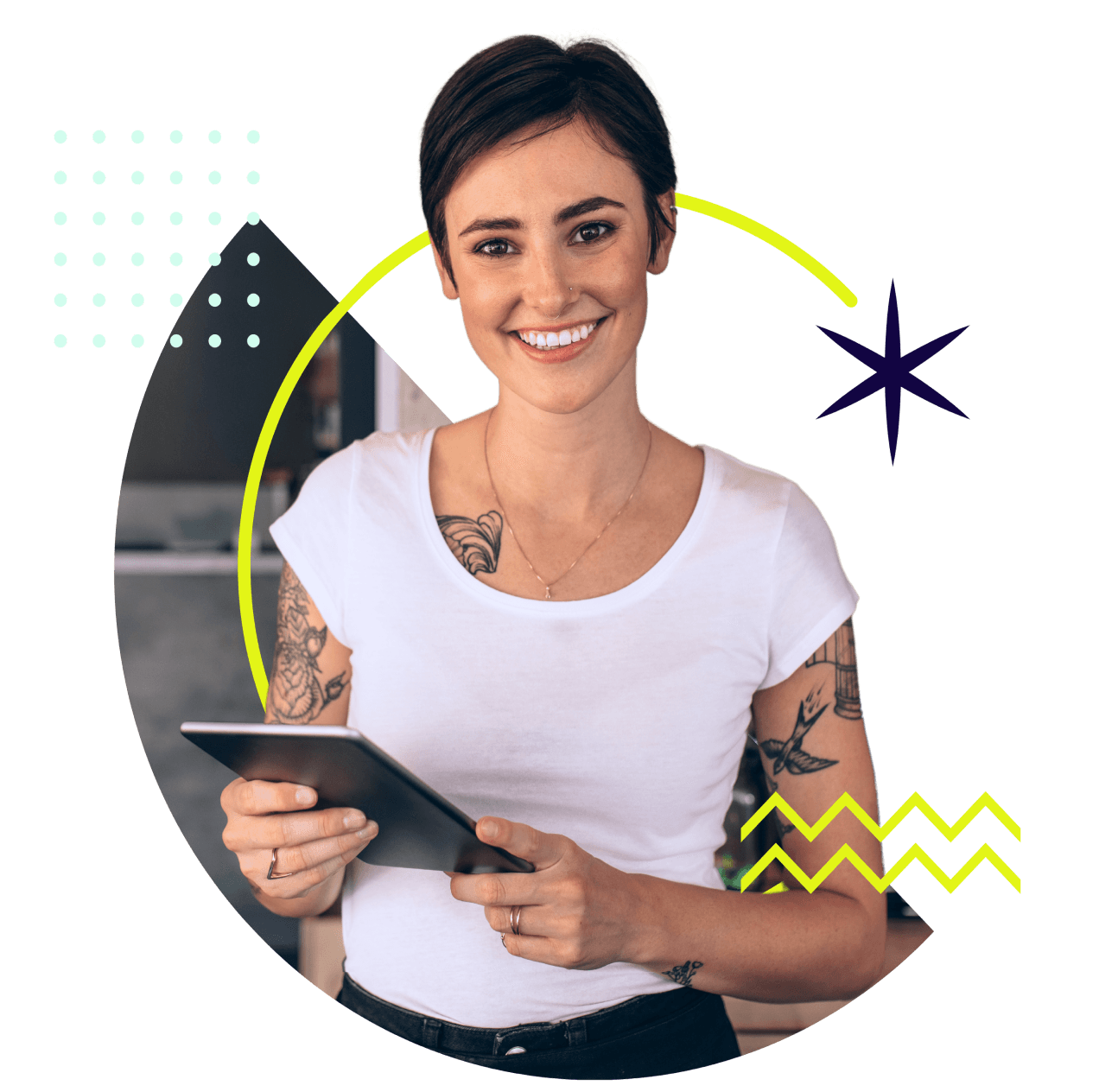 Frau mit Tablet in der Hand